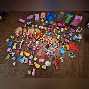 Polly Pocket Lot Fashion Playset Dolls Clothing Accessories Shoes Car Furniture.